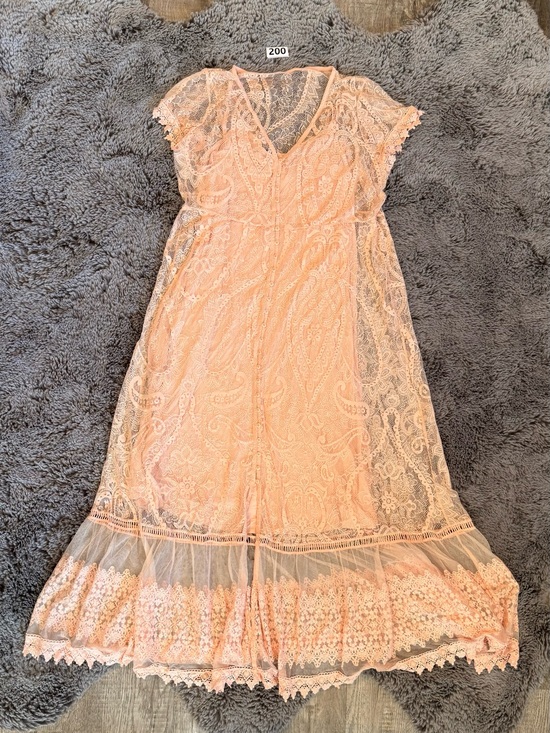 torrid Dresses & Skirts - torrid Peach Lace V-Neck Ruffle-Hem Maxi Dress